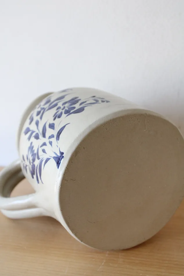 Rings Williamsburg Pottery Williamsburg Pottery Blue Floral Ceramic Pitcher