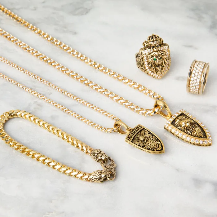 Necklaces Proclamation Jewelry Empire Gold Lion Head Pendant with Diamonds