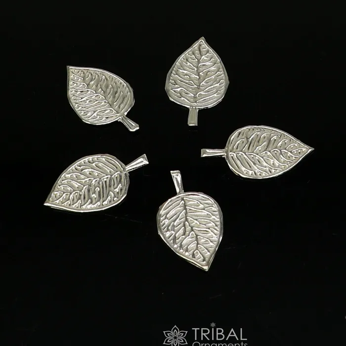 25cm 925 sterling silver handmade small Tulsi leaf basil rosary plant leaf for worshipping offered to Lord Vishnu su1103 TRIBAL ORNAMENTS Necklaces