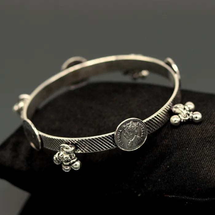 925 sterling silver handmade stunning Victoria empress coin design Bangles bracelet kada best brides tribal belly jewelry nba155 TRIBAL ORNAMENTS Bracelets