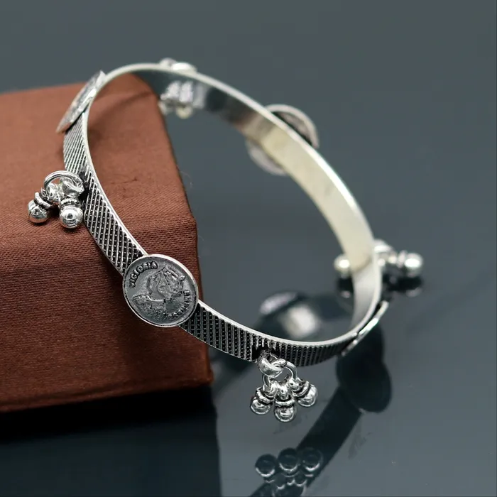 925 sterling silver handmade stunning Victoria empress coin design Bangles bracelet kada best brides tribal belly jewelry nba155 TRIBAL ORNAMENTS Bracelets