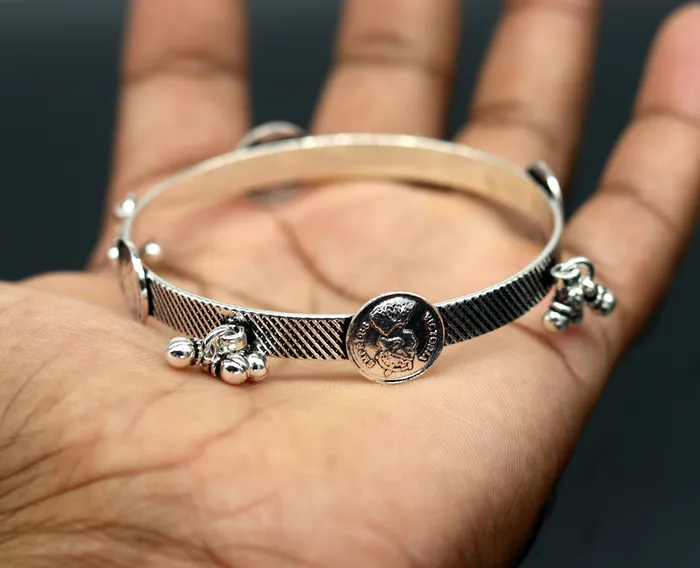 925 sterling silver handmade stunning Victoria empress coin design Bangles bracelet kada best brides tribal belly jewelry nba155 TRIBAL ORNAMENTS Bracelets