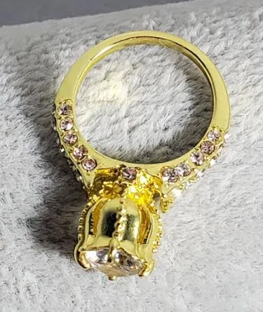 alice R706 Gold Gemstone Rhinestone Ring Rings
