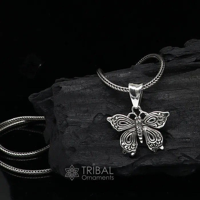 Necklaces TRIBAL ORNAMENTS 925 sterling silver handmade butterfly design pendant silver bird pendant necklace best delicate unisex pendant jewellery nsp659