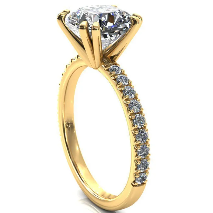 Rings Fire Brilliance Nefili Cushion Center Stone 4 Double Prong 58 Eternity Diamond French Pave Engagement Ring