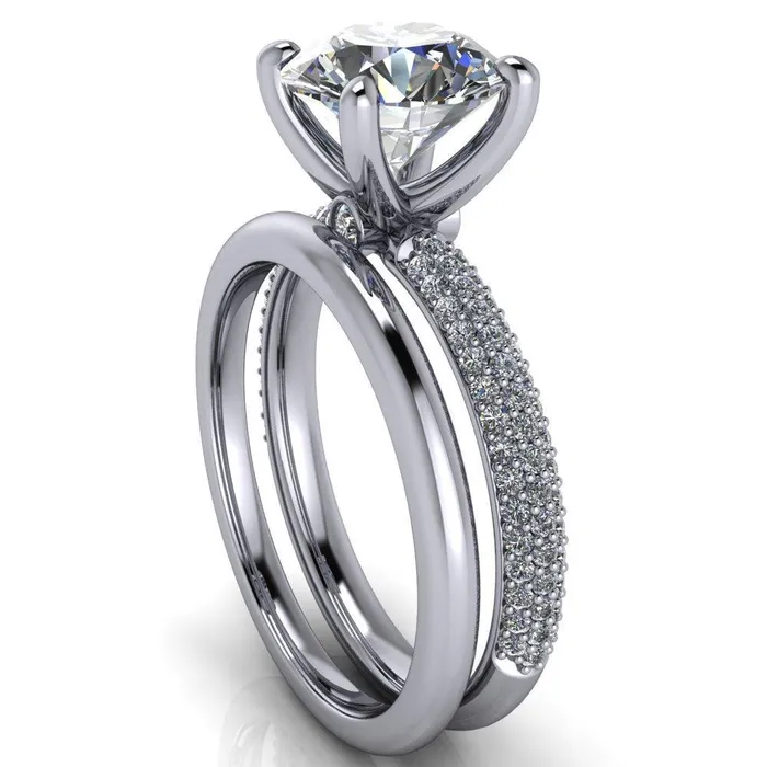 Rings Moreaux Round Center Stone 4 Prong HalfRound Shank Engagement Ring Fire Brilliance 