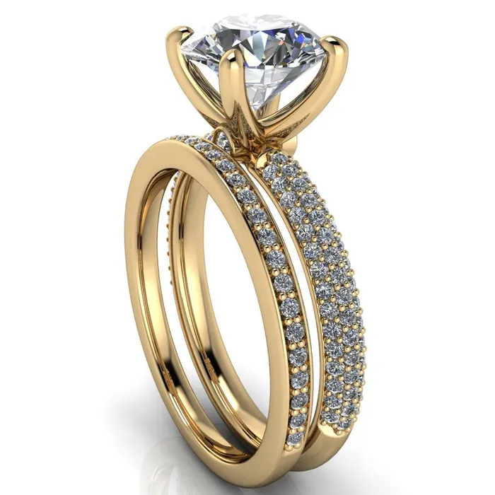 Rings Moreaux Round Center Stone 4 Prong HalfRound Shank Engagement Ring Fire Brilliance 