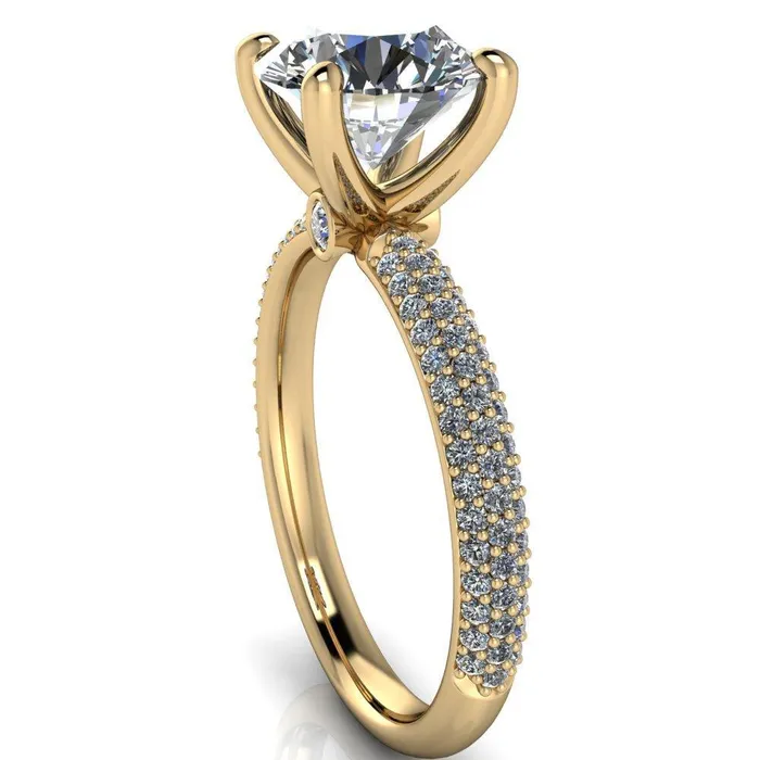 Rings Moreaux Round Center Stone 4 Prong HalfRound Shank Engagement Ring Fire Brilliance 