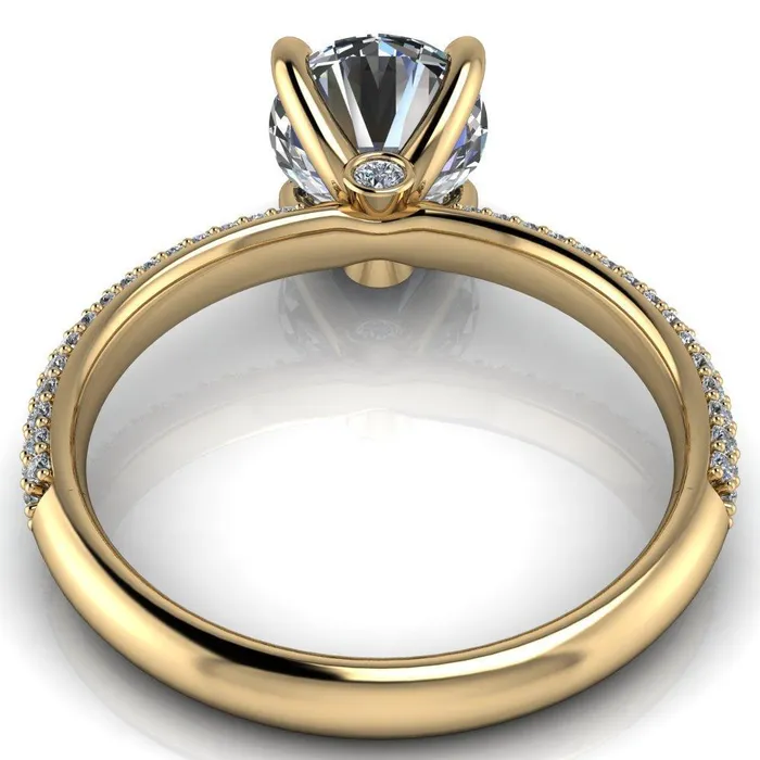 Rings Moreaux Round Center Stone 4 Prong HalfRound Shank Engagement Ring Fire Brilliance 