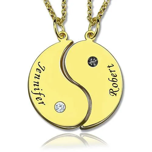 Custom Yin Yang Necklace with Birthstones for Couples Friends or Family Personalized Sterling Silver Yin Yang Pendant Belbren Necklaces