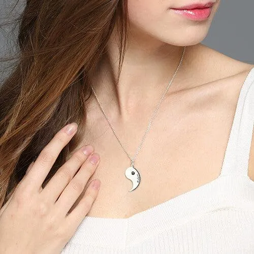 Custom Yin Yang Necklace with Birthstones for Couples Friends or Family Personalized Sterling Silver Yin Yang Pendant Belbren Necklaces