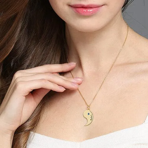 Custom Yin Yang Necklace with Birthstones for Couples Friends or Family Personalized Sterling Silver Yin Yang Pendant Belbren Necklaces