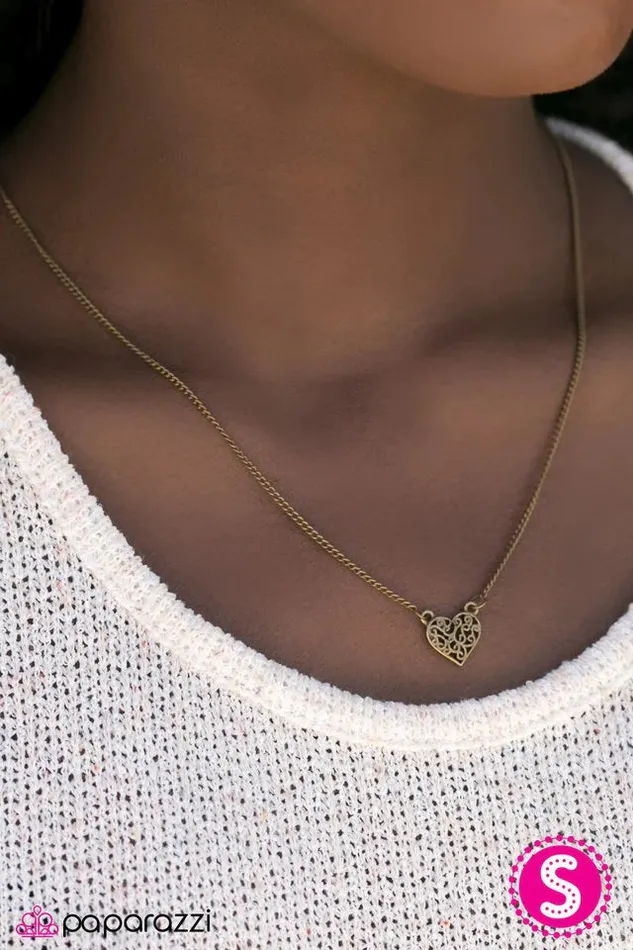 Necklaces Paparazzi Jewelry Paparazzi Necklace Do You HEART What I HEART Brass
