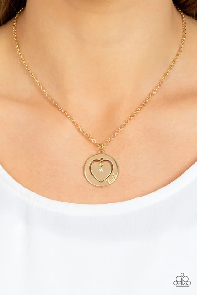 Necklaces Paparazzi Jewelry Paparazzi Necklace Heart Full of Faith Gold
