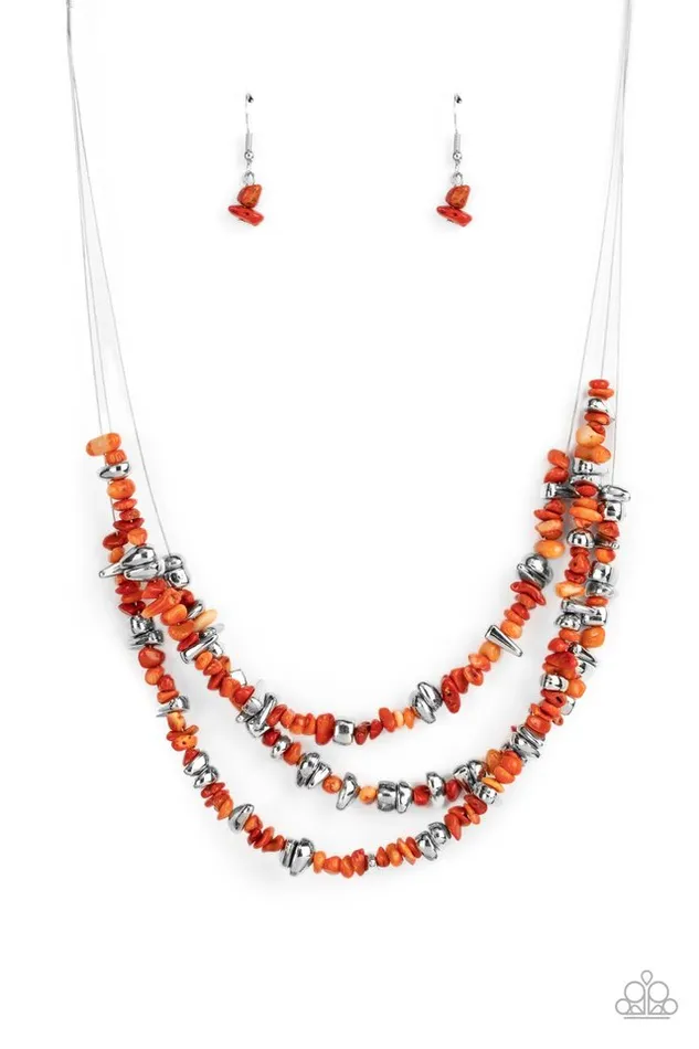 Paparazzi Jewelry Necklaces Paparazzi Necklace Placid Pebbles Orange Paparazzi Jewelry Necklaces Paparazzi Necklace Placid Pebbles Orange