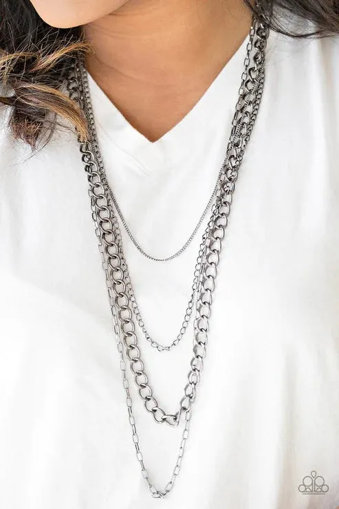 Paparazzi Necklace Metro Metal Black Paparazzi Jewelry Necklaces