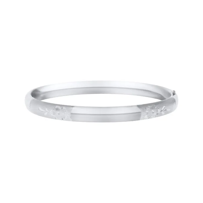 Rings Croghans Child Sterling Silver Floral Signet Bangle