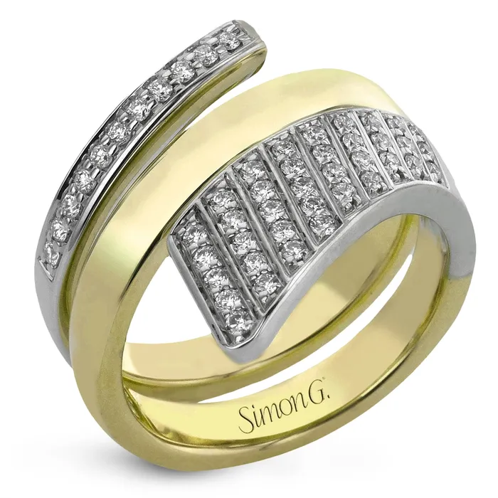 Rings Simon G Simon G 18K Yellow and White Gold Bypass Ring