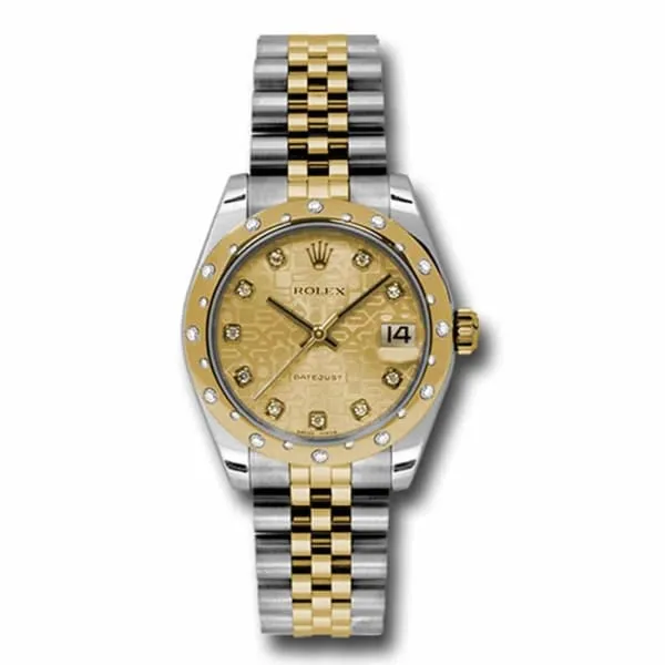 Rolex Bracelets Rolex Datejust 31mm Ref 178343 chjdj Champagne Jubilee Diamond Dial Diamond Bezel Two Tone Stainless Steel 18K Yellow Gold Jubilee Bracelet Womens Watch