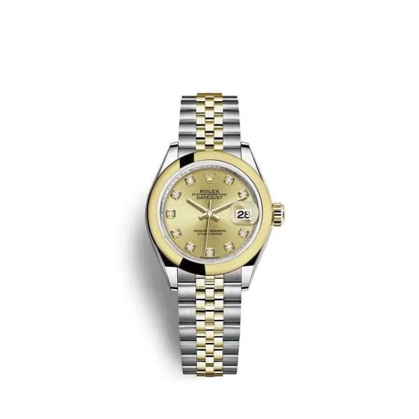 Rolex Rolex LadyDatejust 28mm Ref 2791630011 Champagne Diamond Dial Two Tone Stainless Steel 18K Yellow Gold Jubilee Bracelet Womens Watch Bracelets