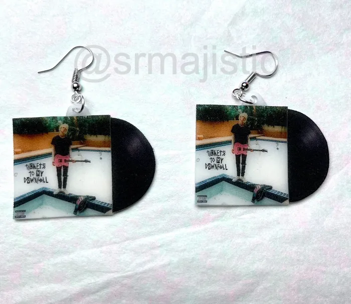 Sam Makes Things Earrings Machine Gun Kelly Tickets to my Downfall Vinyl Album Handmade Earrings