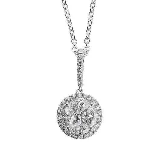 White Gold Round Diamond Pendant Necklace CJ Charles Jewelers Necklaces