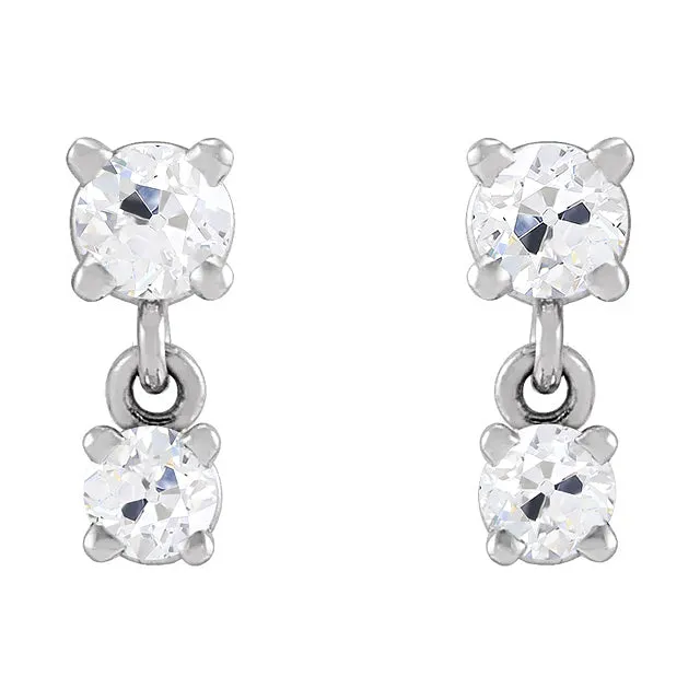 2 Stone Natural Earth Mined Diamond Drop Earrings Old Mine Cut 7 Carats Womens Jewelry HarryChadEntcom Earrings