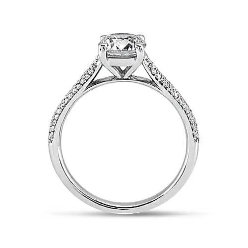 GB Rings Round Natural Earth Mined Diamond Solitaire With Accents Fancy Ring 260 Carat White Gold
