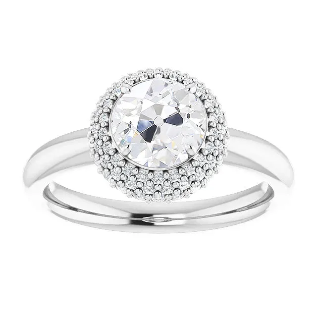 HarryChadEntcom Rings Halo Engagement Ring Old Cut Natural Earth Mined Diamond Prong Setting 5 Carats 14K Gold