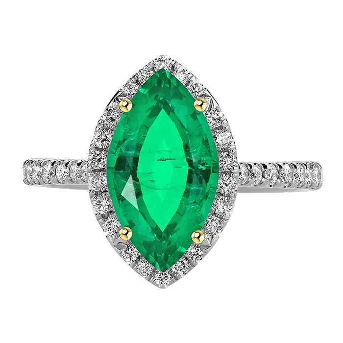 HarryChadEntcom Rings Marquise Shaped Green Emerald Ring Diamond Engagement Jewelry