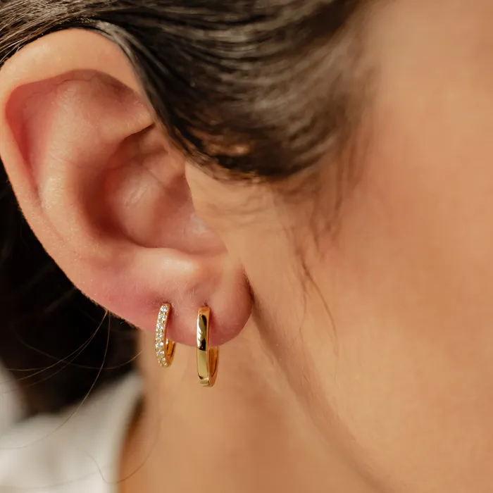 Hey Happiness Earrings Classic Band and Gemstone Hoop Earring Sets