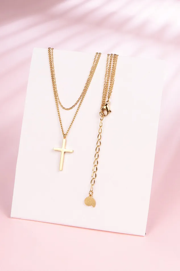 Hey Happiness Layered Cross Necklace Gold Necklaces Hey Happiness Layered Cross Necklace Gold Necklaces