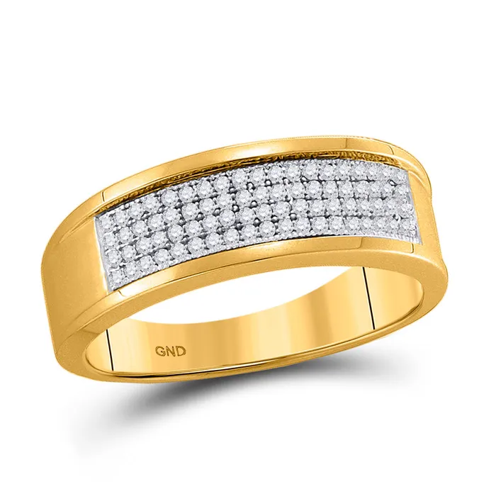 Rings GND 10kt Yellow Gold Mens Round Diamond Wedding Band Ring 14 Cttw GND
