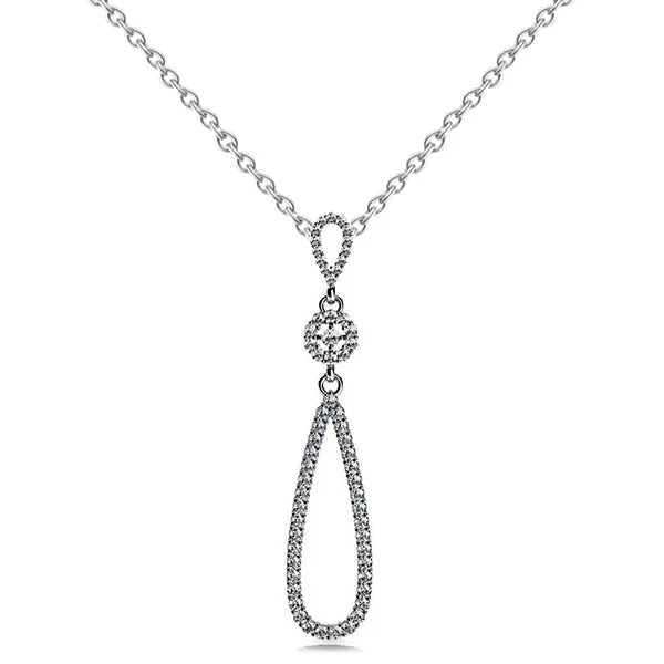 Round Cut 5 Carats Natural Earth Mined Diamonds Celtic Cross Teardrop Pendant Necklace GB Necklaces