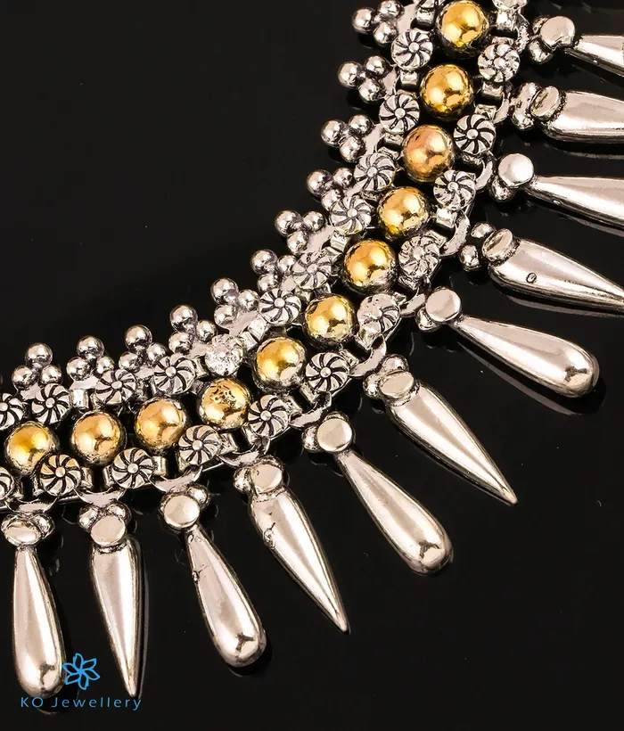 The Ritu Silver Antique Necklace Earrings 2 tone Jaipur Earrings
