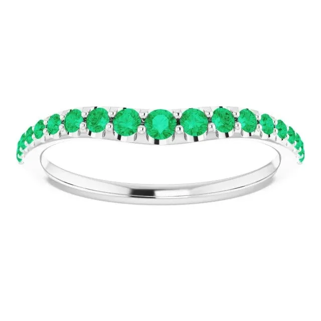 Wedding Band Green Emeralds 2 Carats White Gold 14K GB Rings