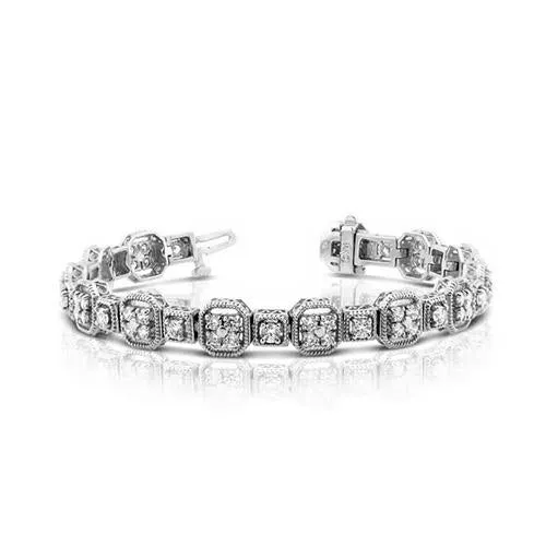 White Gold 14K Jewelry Tennis Bracelet Round Natural Earth Mined Diamonds 4 Carats GB Bracelets White Gold 14K Jewelry Tennis Bracelet Round Natural Earth Mined Diamonds 4 Carats GB Bracelets
