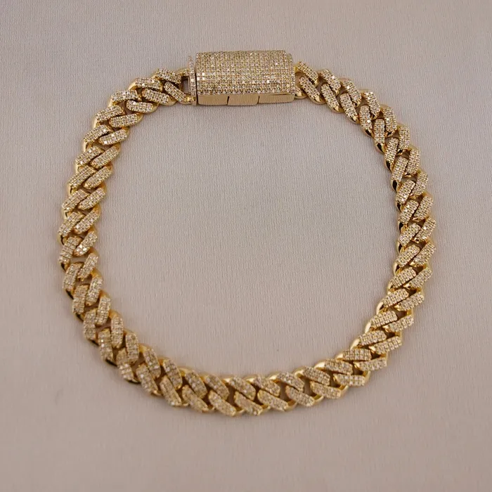 10k Gold Diamond Cuban Bracelet 8in C743 AB and J Bracelets