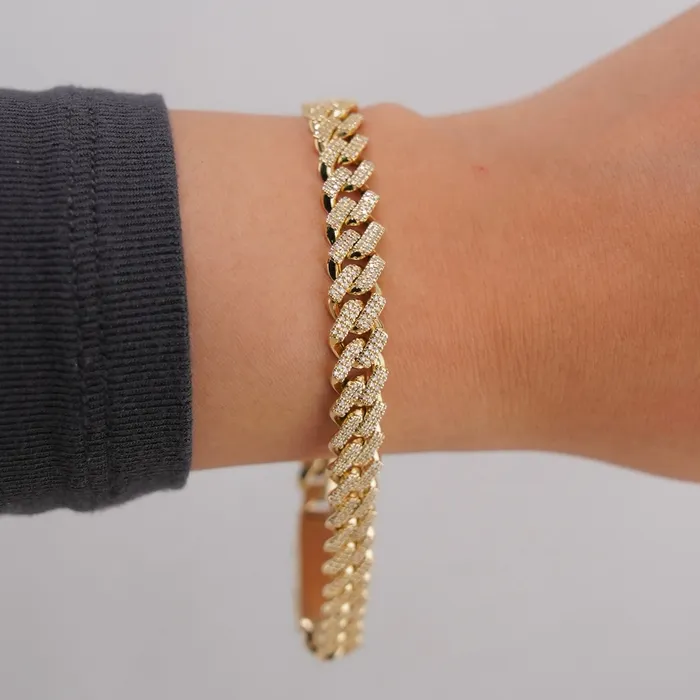 10k Gold Diamond Cuban Bracelet 8in C743 AB and J Bracelets
