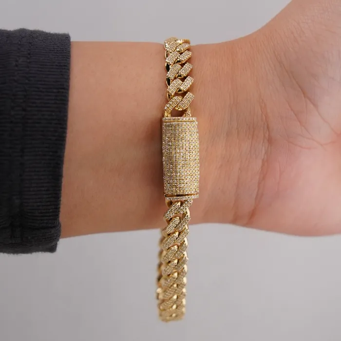 10k Gold Diamond Cuban Bracelet 8in C743 AB and J Bracelets