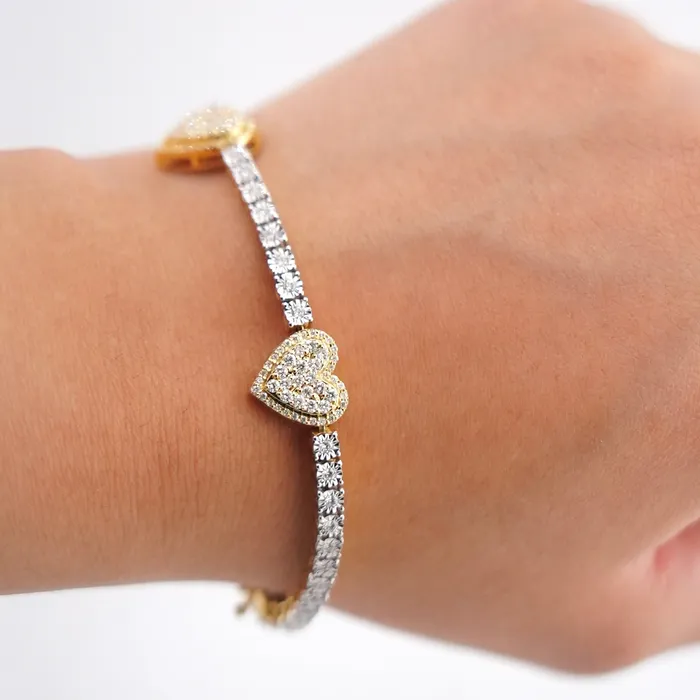 10k Gold Diamond Heart Bracelet 7in C713 AB and J Bracelets