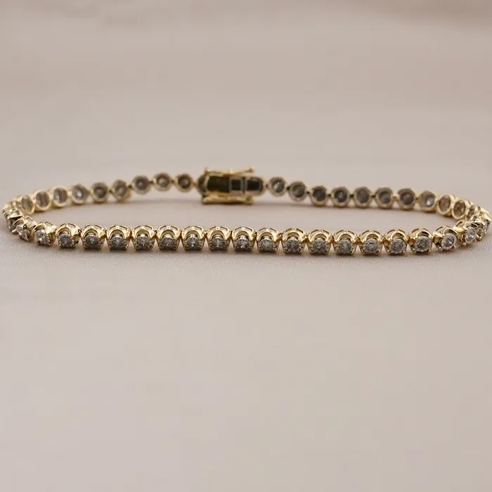 10k Gold Diamond Illusion Bracelet 8in C735 AB and J Bracelets