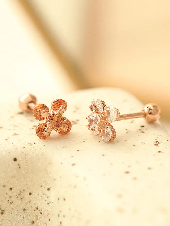 14K Gold Cotton flower cubic Cartilage Earring 18G16G MinimalBijoux Earrings