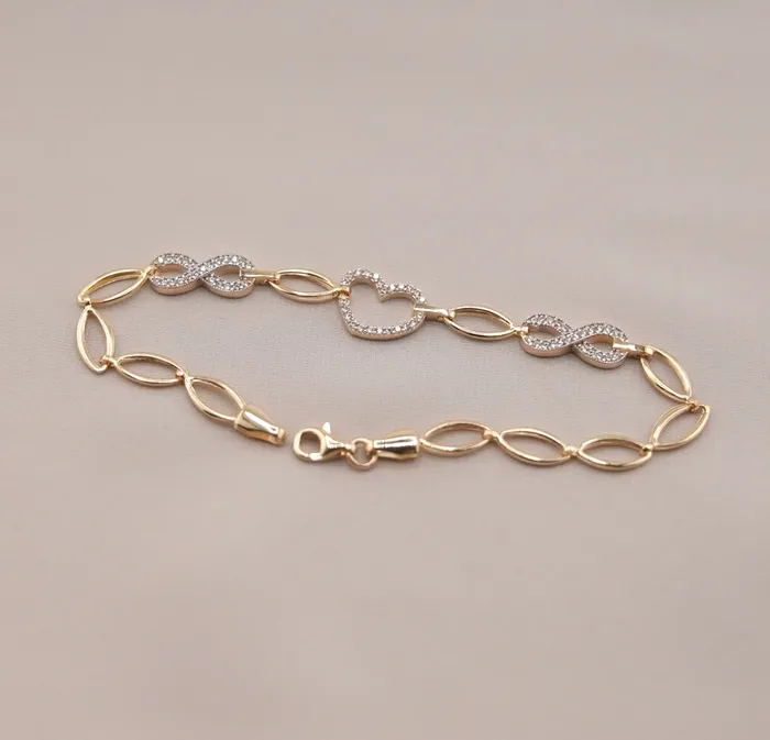 14K Gold Heart Womens Bracelet AB0297 AB and J Bracelets