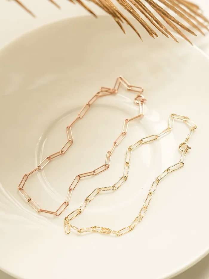 14K Gold Link Clip Chain Anklet Bracelet MinimalBijoux Bracelets