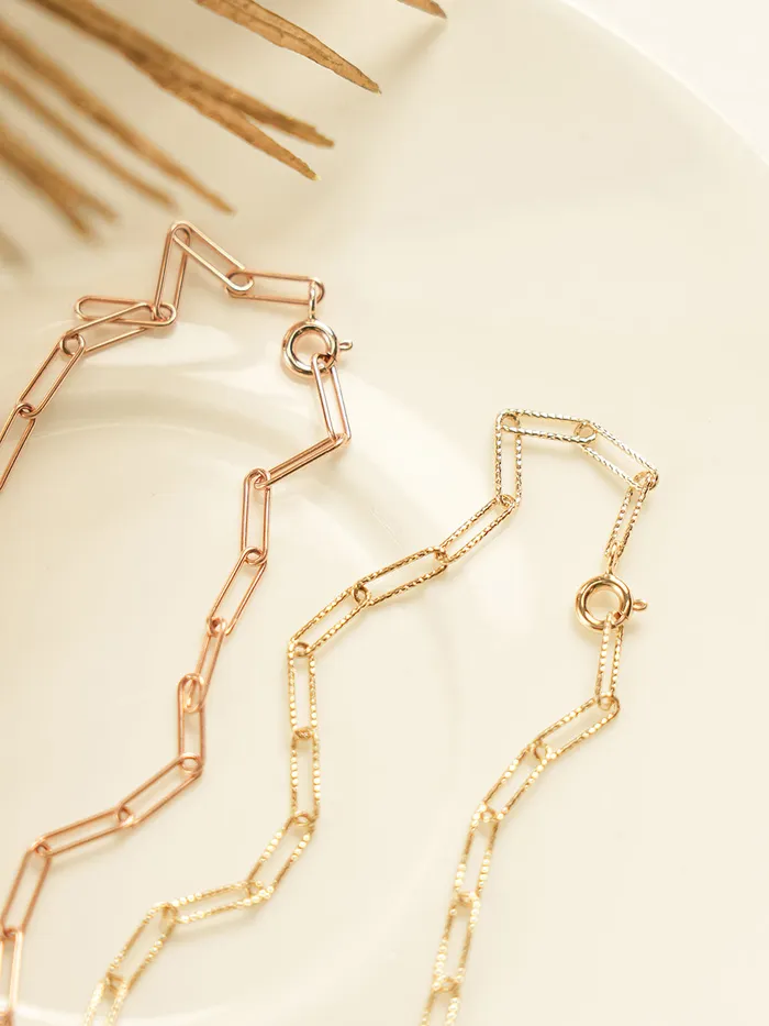 14K Gold Link Clip Chain Anklet Bracelet MinimalBijoux Bracelets