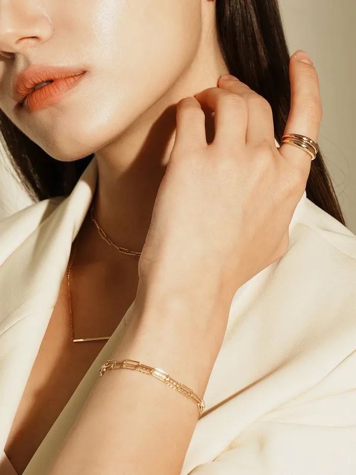 14K Gold Link Clip Chain Anklet Bracelet MinimalBijoux Bracelets
