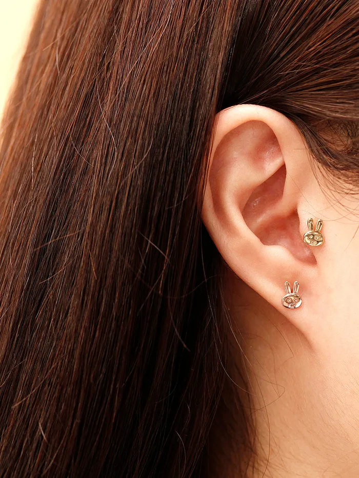 14K Gold Rabbit Bear Cartilage Earring 18G16G MinimalBijoux Earrings