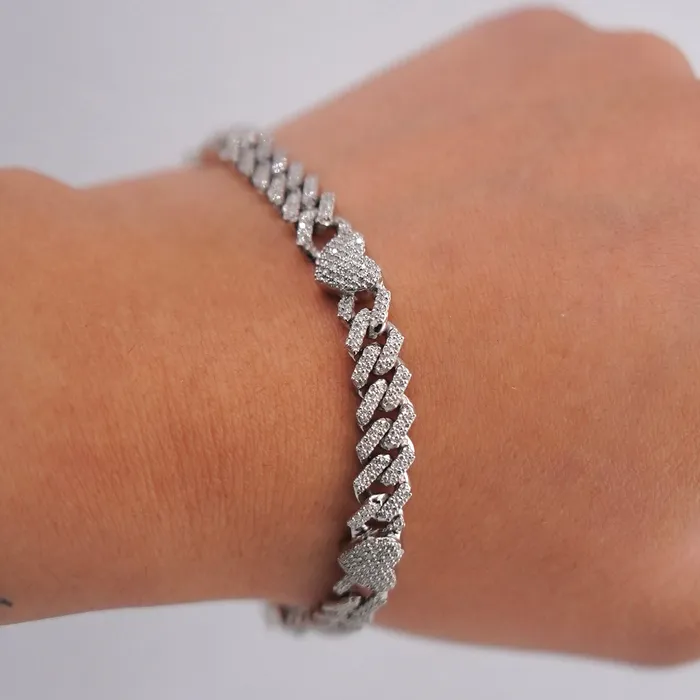 Bracelets AB and J 10k Gold Diamond Heart Bracelet 7in C725