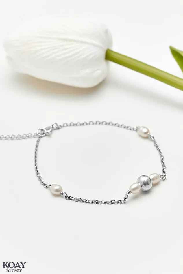 Bracelets Ball And Pearl Bracelet KOAY Silver Store